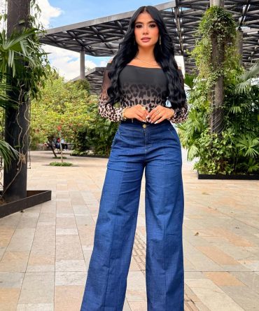 Pantalon chambray palazzo